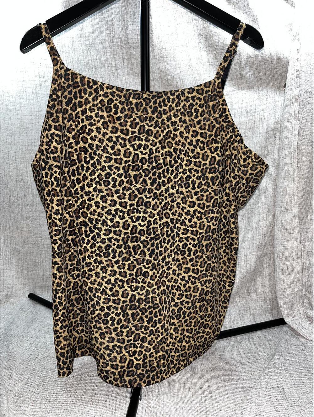 Travelsmith Leopard Print Tankini Top 42D EUC